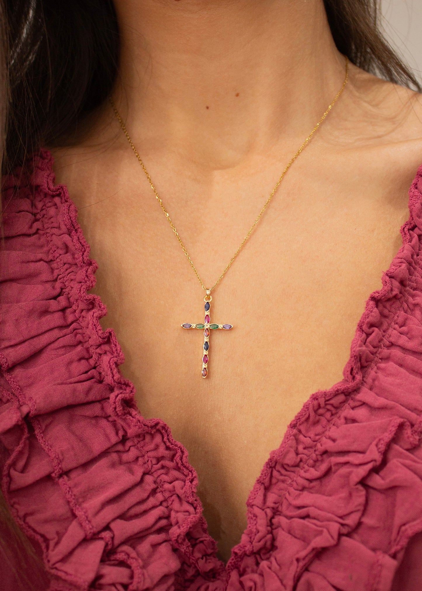 Collar cruz multicolor