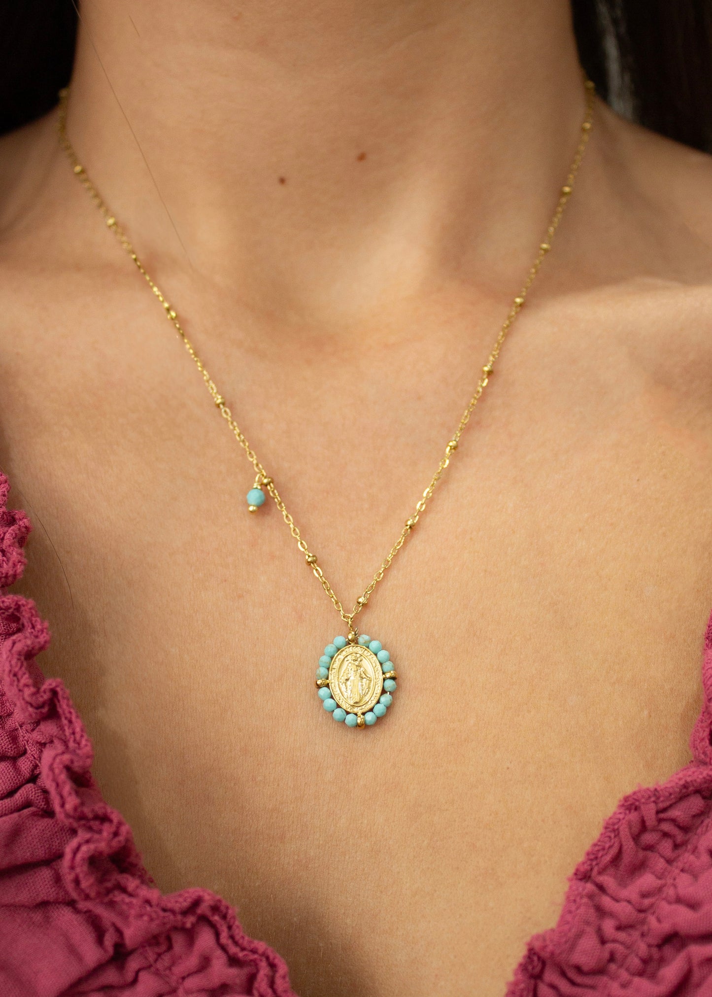 Collar milagrosa turquesa