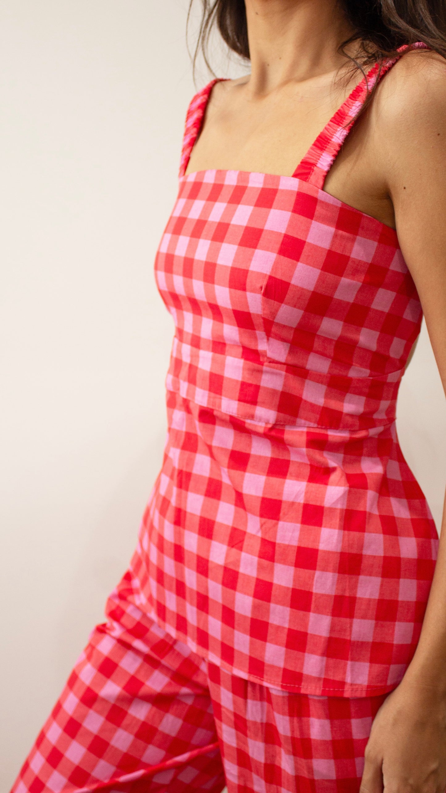 Conjunto vichy rojo/rosa