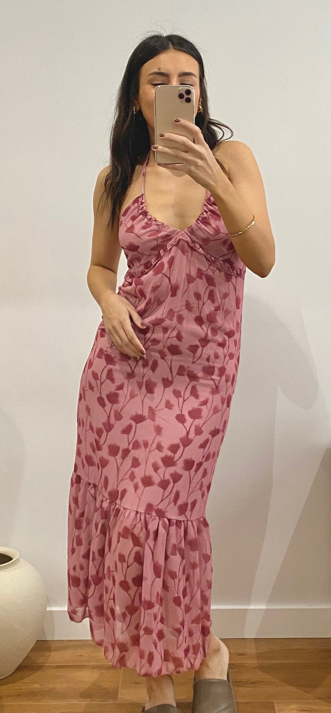 Vestido estampado flores rosa
