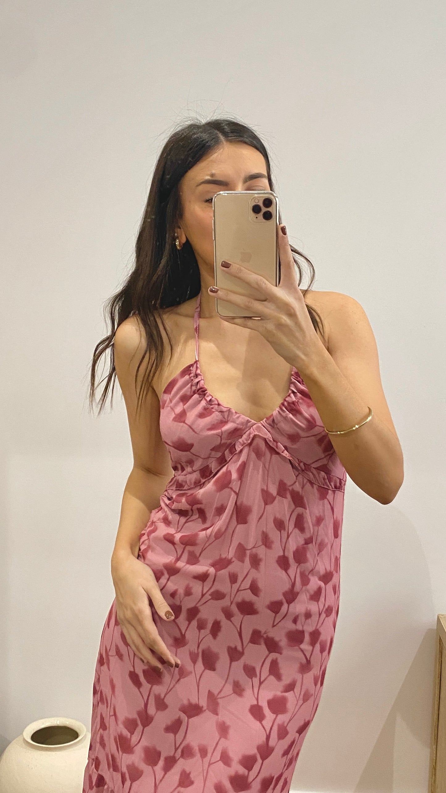 Vestido estampado flores rosa