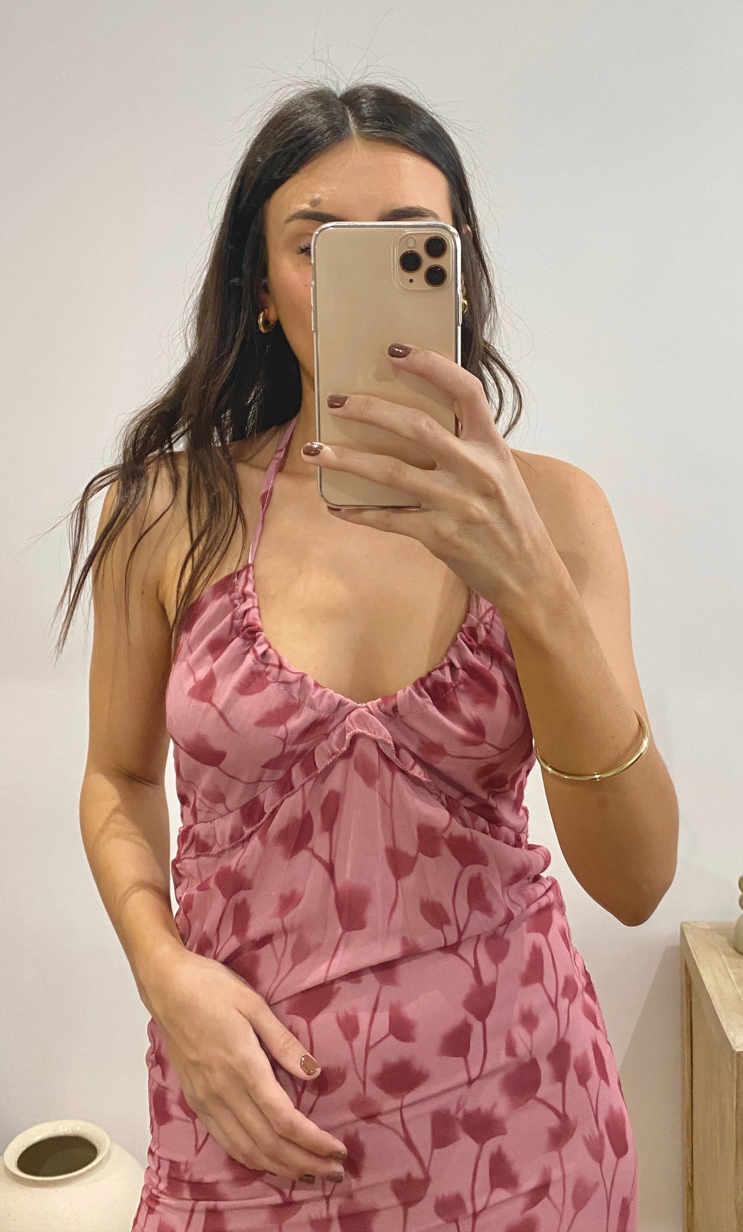Vestido estampado flores rosa