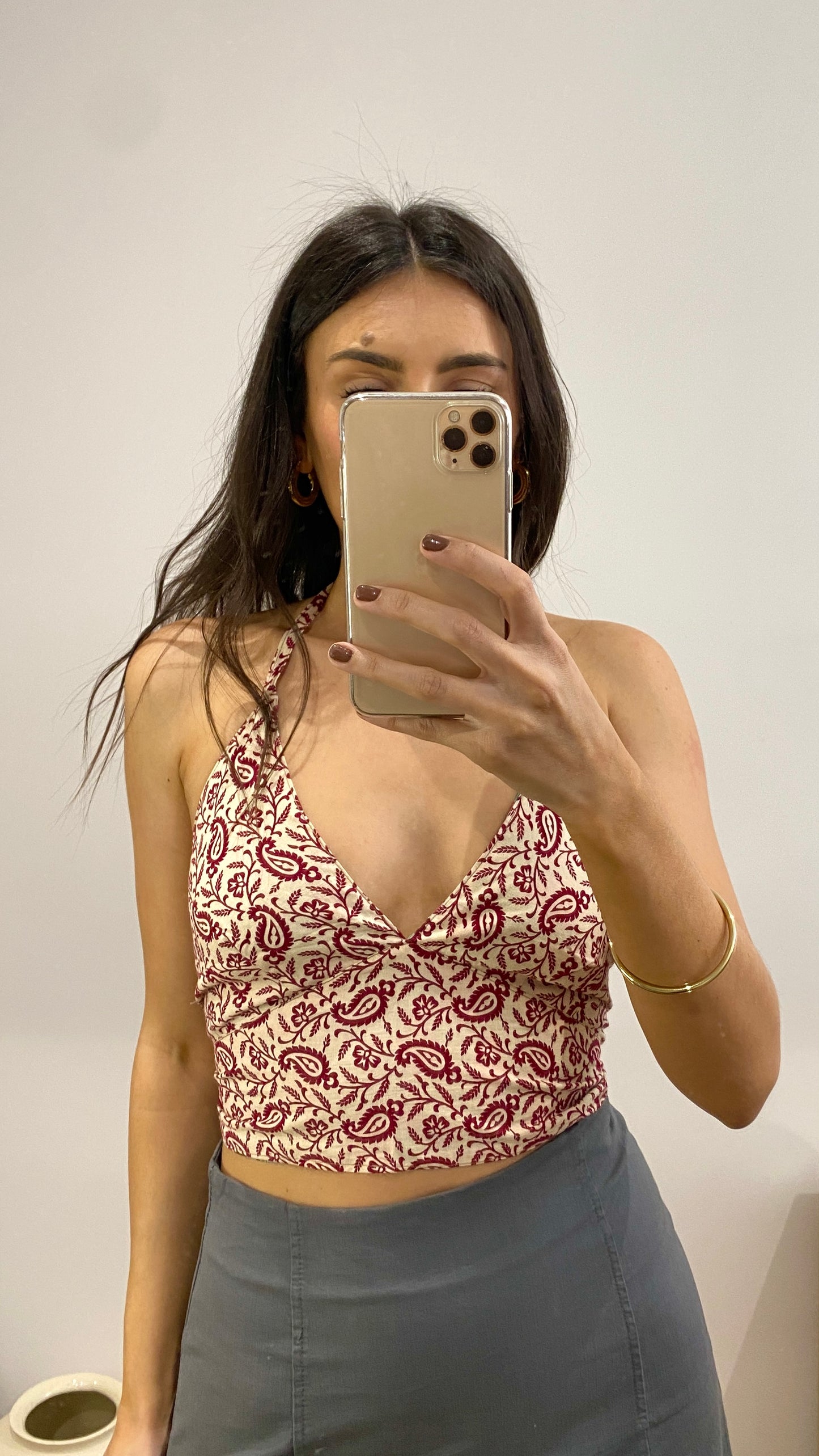 Top indio reversible azul-granate