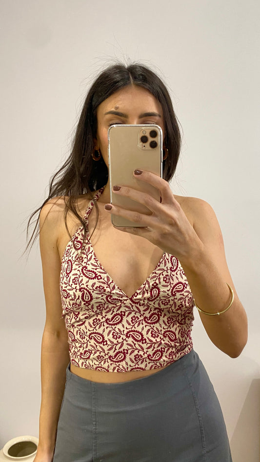 Top indio reversible azul-granate