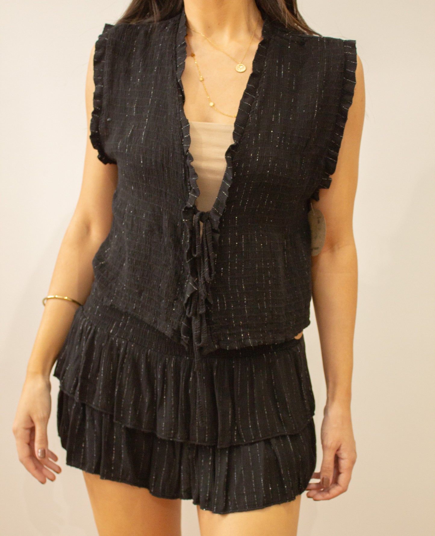 Conjunto hilo brillo negro