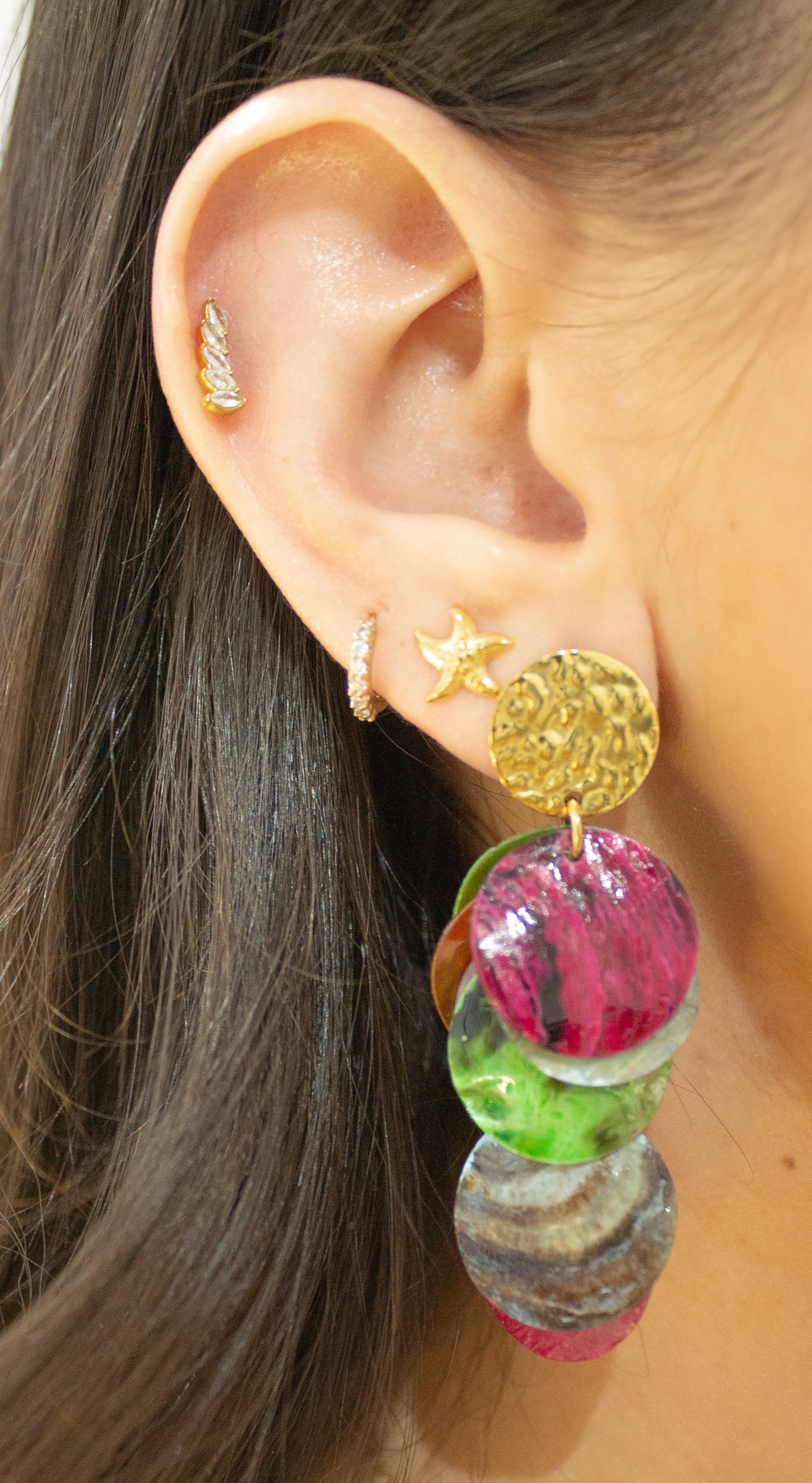 Pendientes chapas nácar multicolor