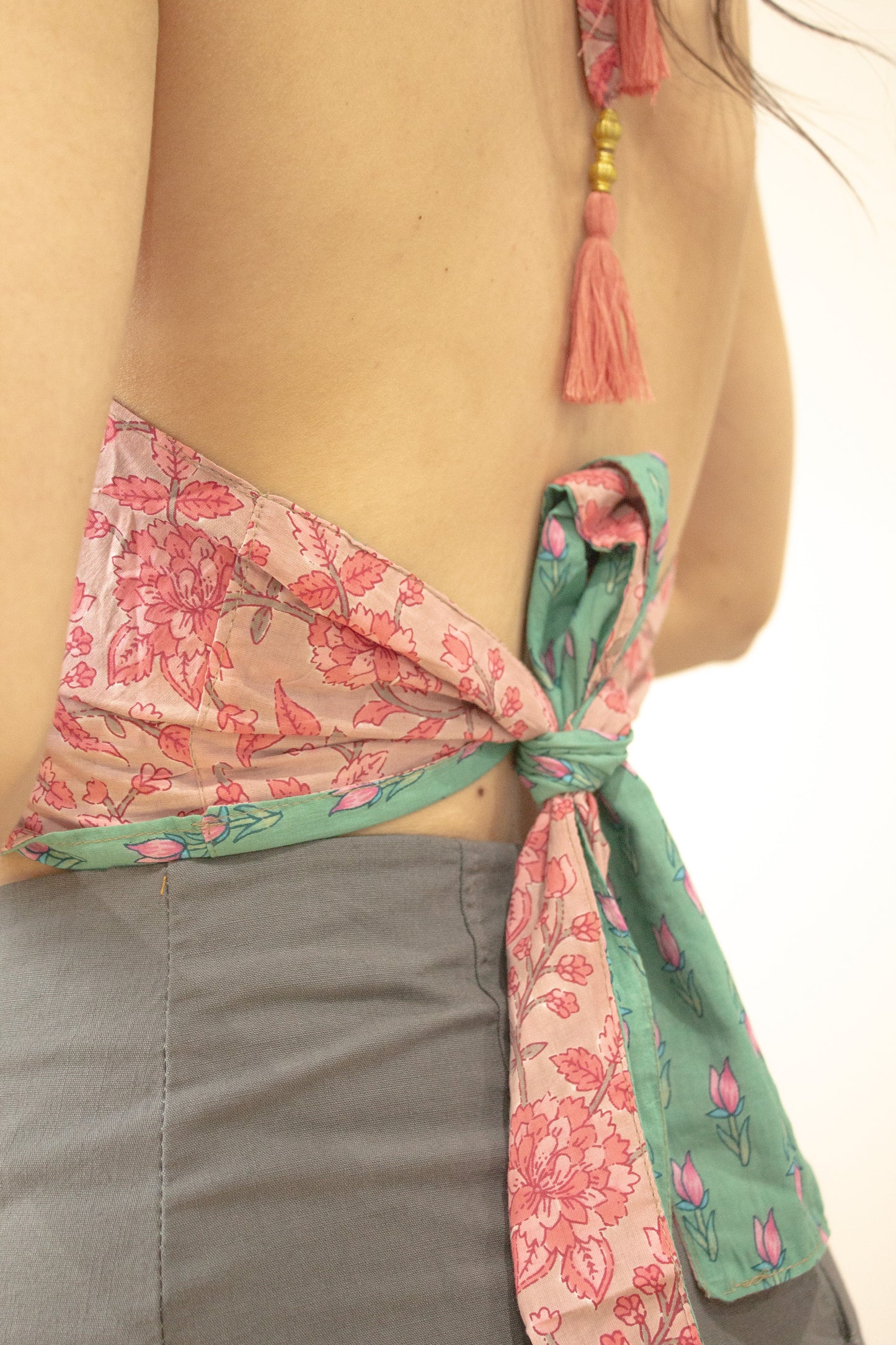 Top indio reversible rosa - verde
