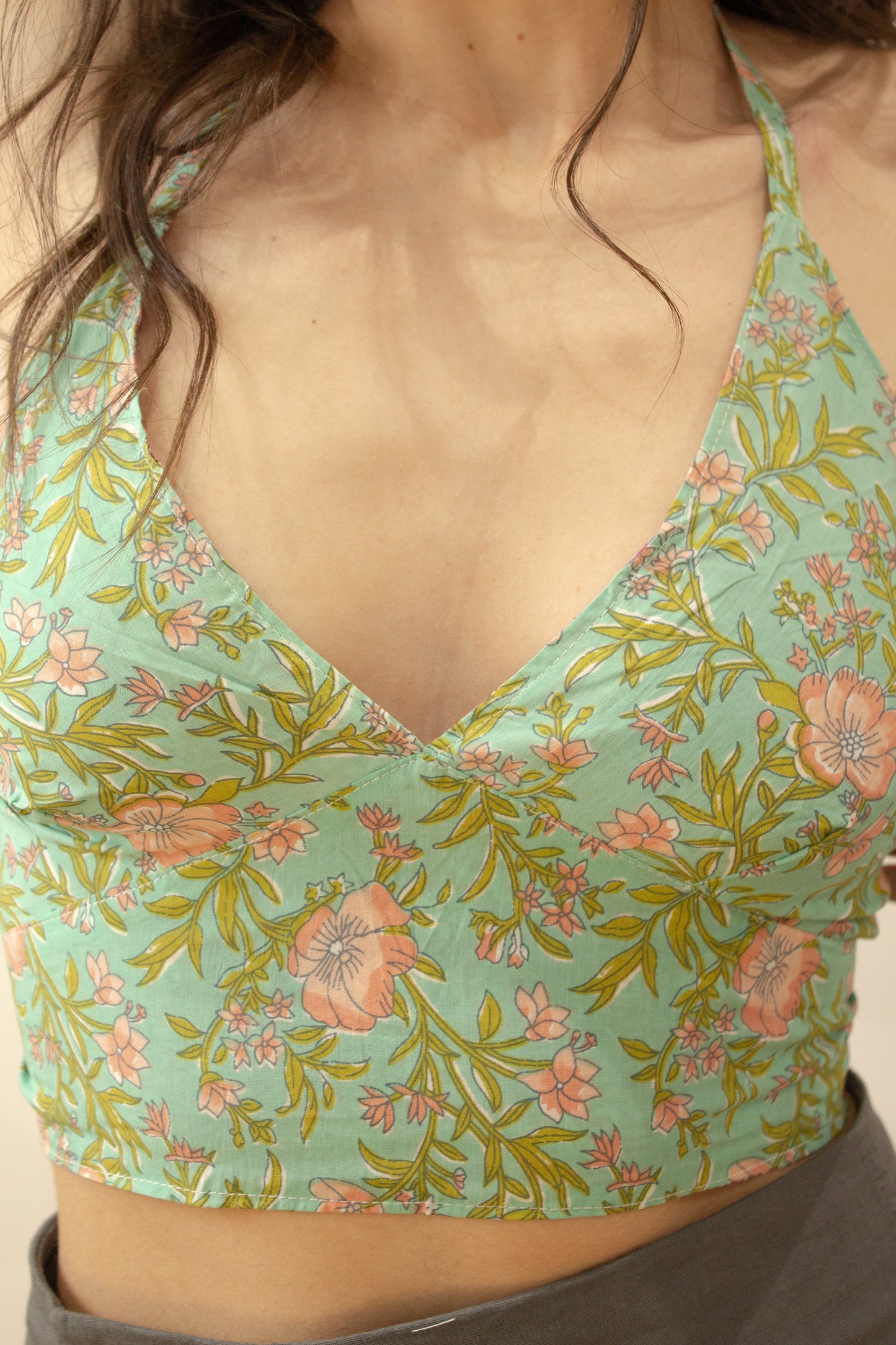Top indio reversible lila - verde