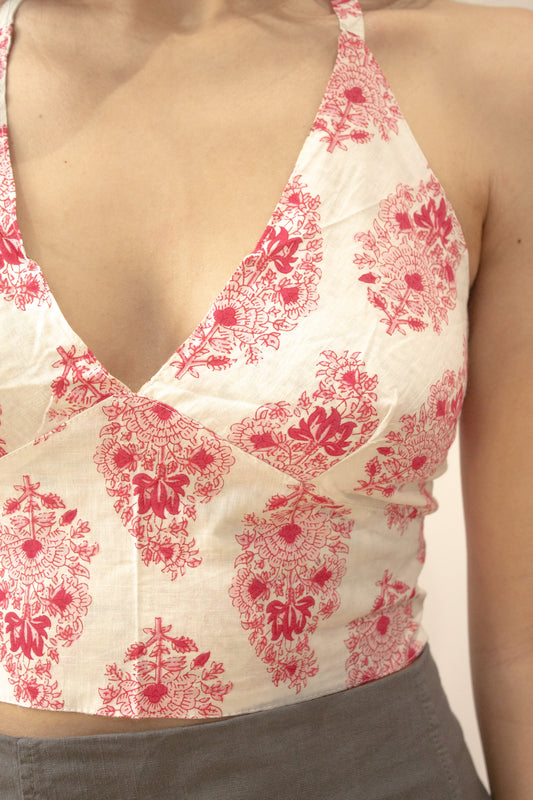 Top indio reversible blanco - crema.