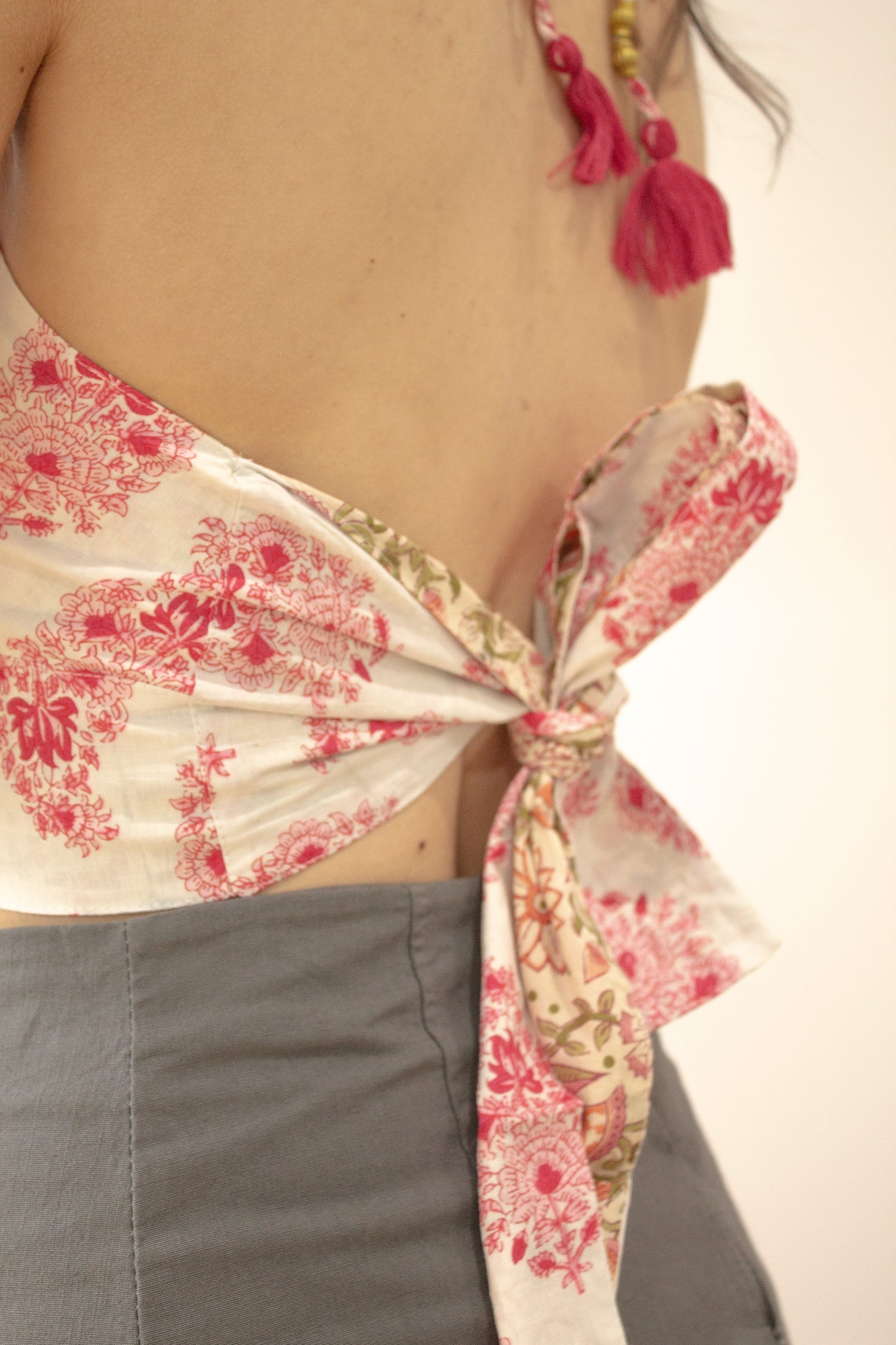 Top indio reversible blanco - crema.