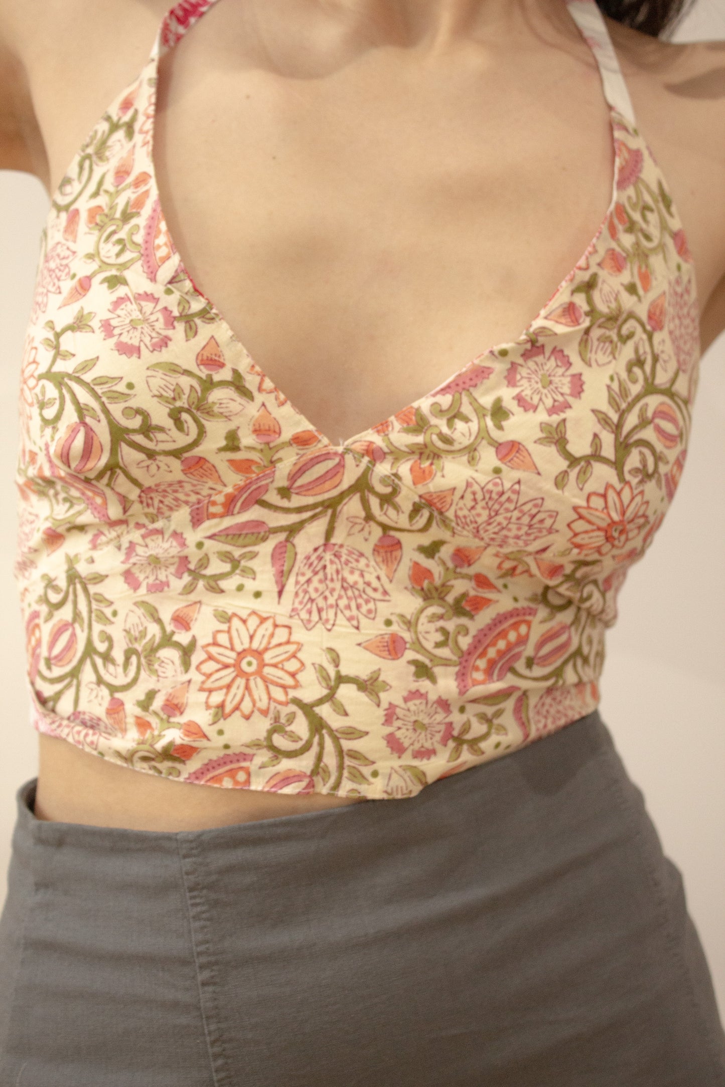 Top indio reversible blanco - crema.