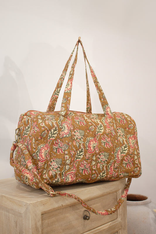 Bolsa de viaje flores camel