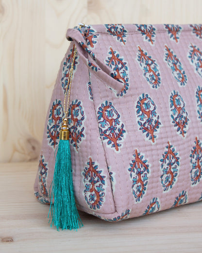 Neceser flor pequeña naranja y azul