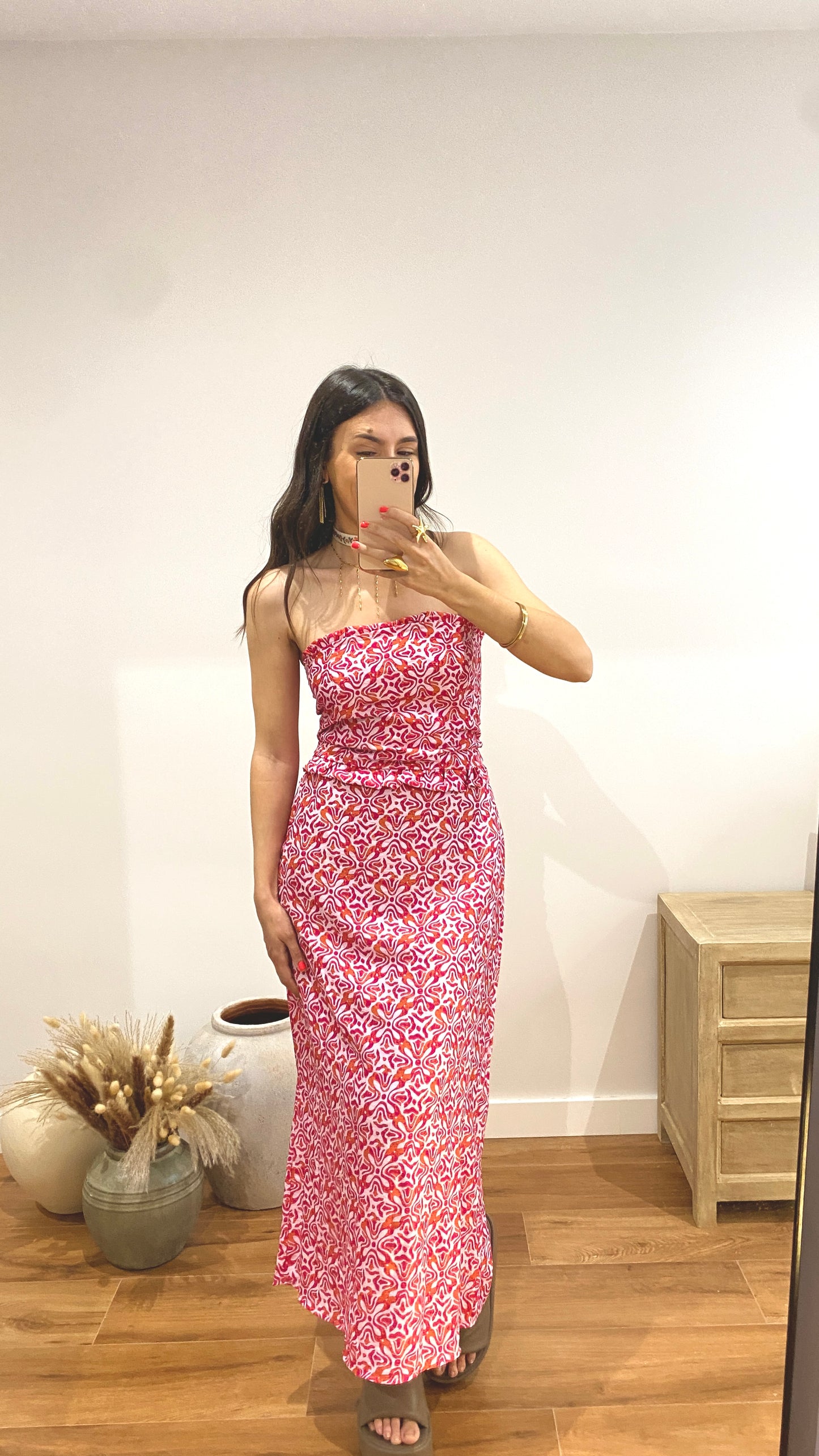 Conjunto top y falda estampado