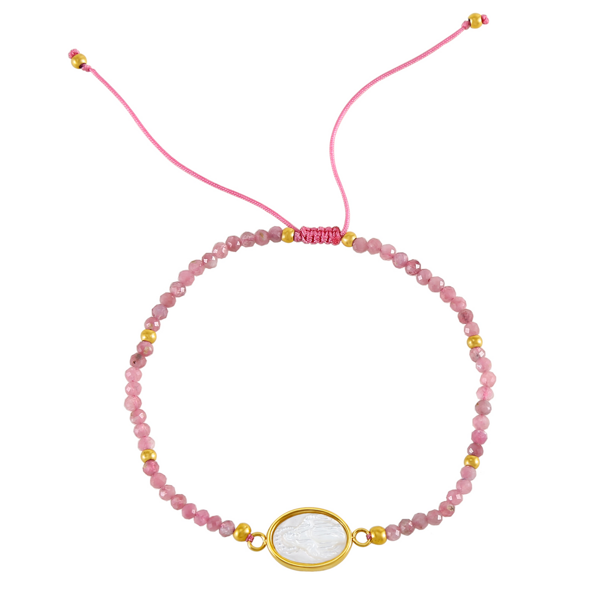 Pulsera virgen nácar mineral - Turmalina rosa
