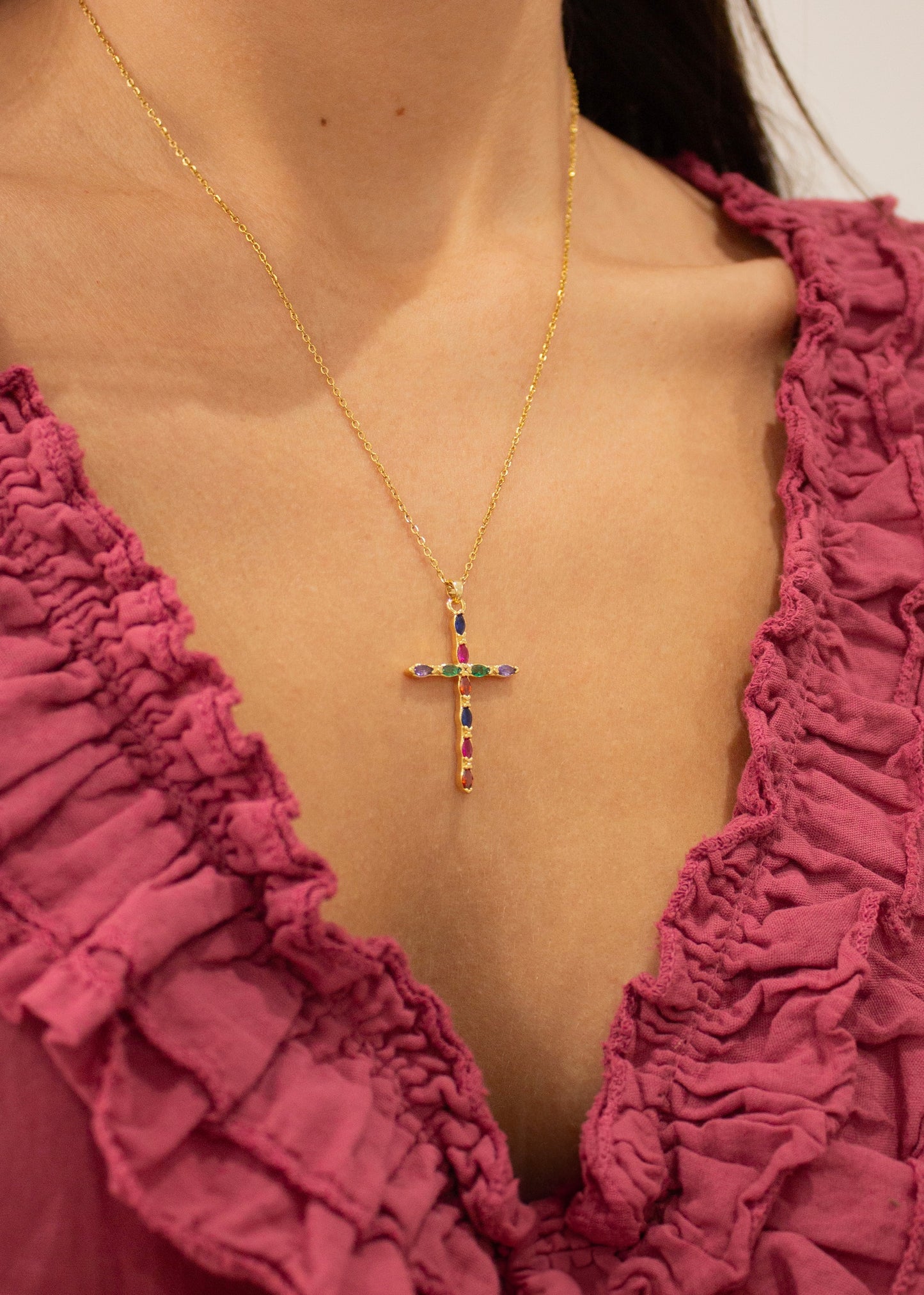 Collar cruz multicolor