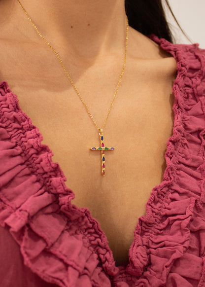 Collar cruz multicolor