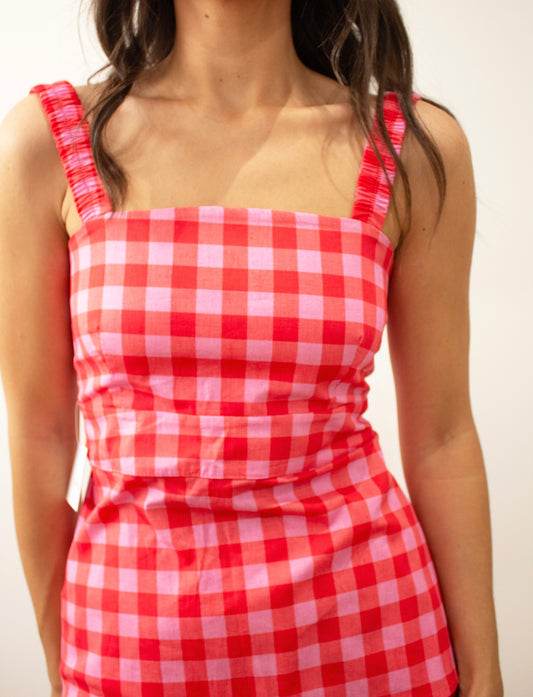 Conjunto vichy rojo/rosa