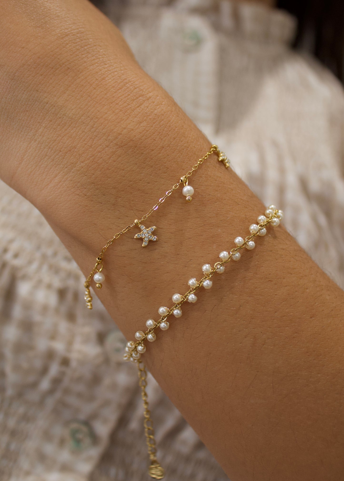 Pulsera estrellas y perlas