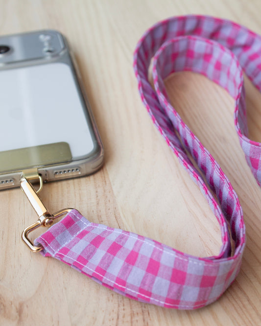 Cuelga móvil cuadros vichy lavanda bicolor