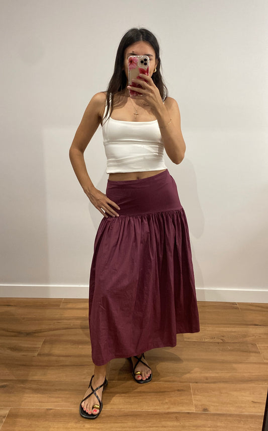 Falda canesú lila