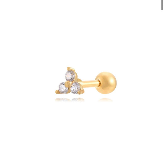 Piercing trío de circonitas