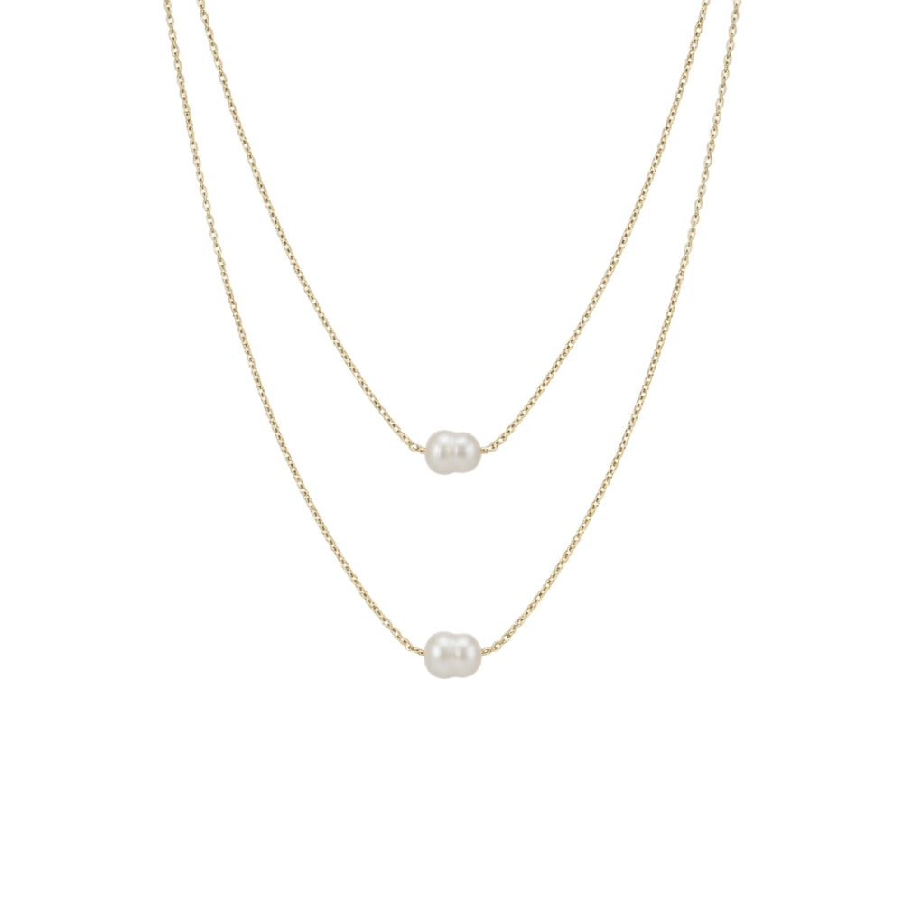 Collar doble liso de perlas