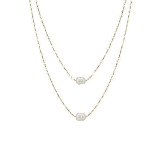 Collar doble liso de perlas