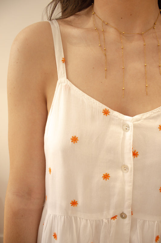 Vestido largo bordado flores