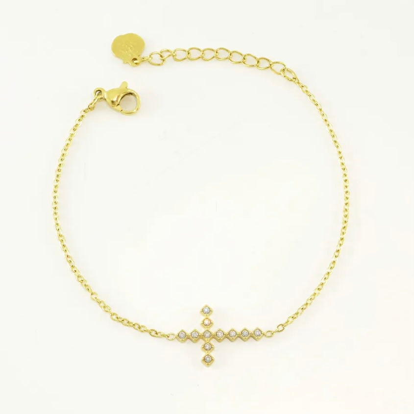 Pulsera cruz zirconitas