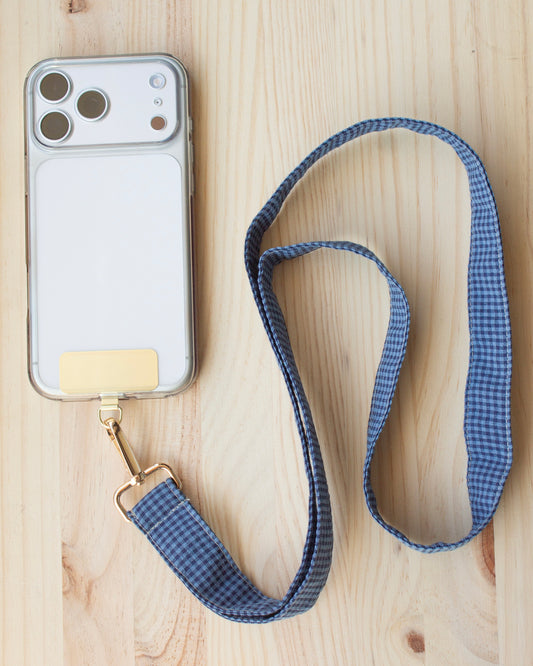 Cuelga móvil mini cuadros vichy marino bicolor
