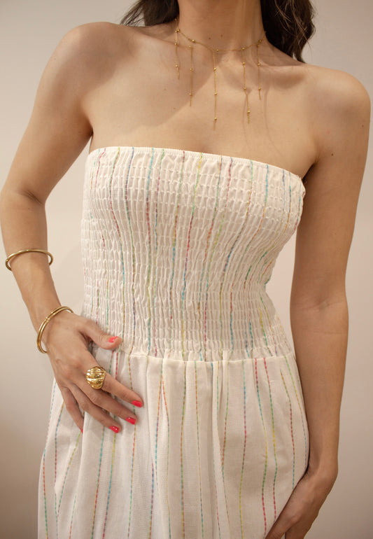 Vestido midi rayas multicolor
