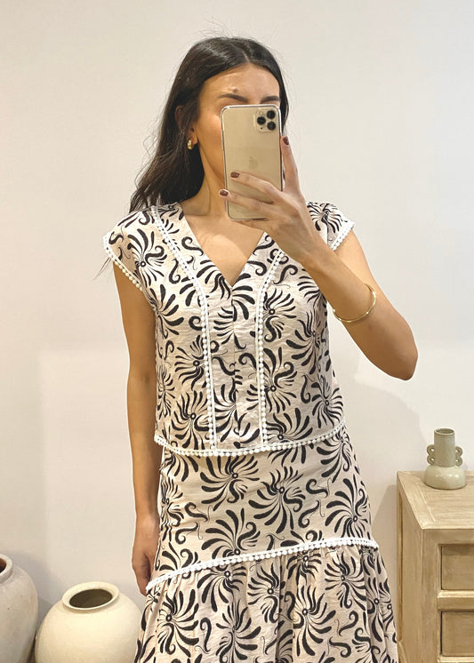 Conjunto estampado étnico negro