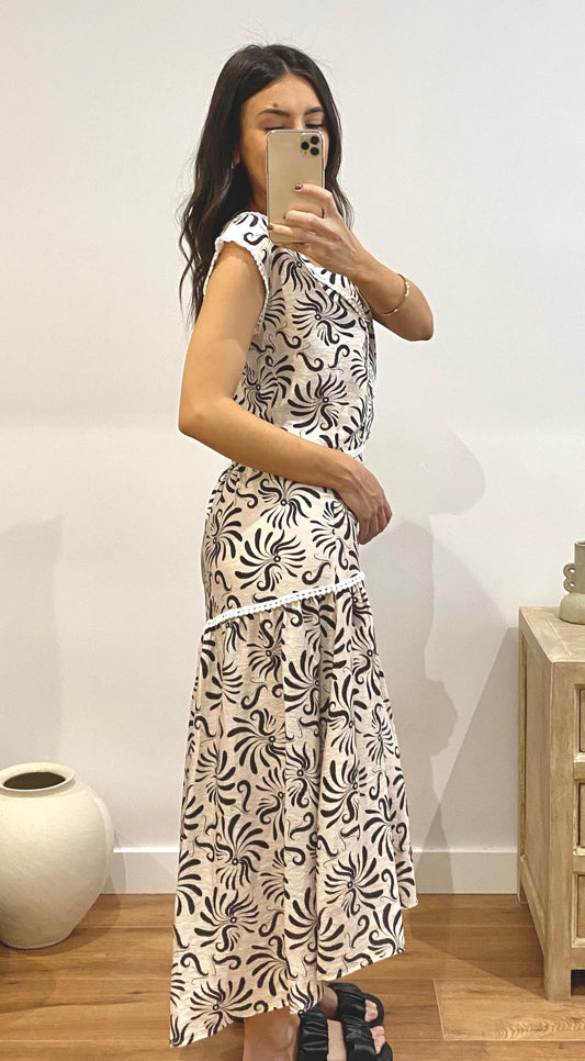 Conjunto estampado étnico negro
