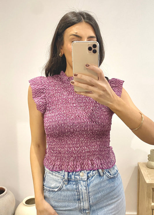 Top nido de abeja fucsia