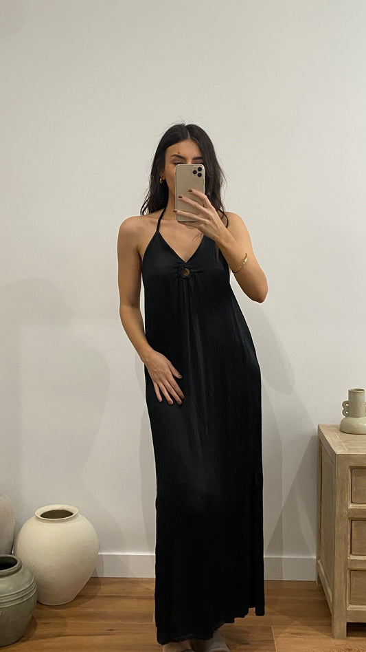 Vestido aro delantero atado al cuello negro
