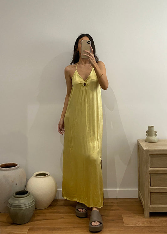 Vestido aro delantero atado al cuello rosa