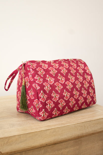Neceser rojo flores