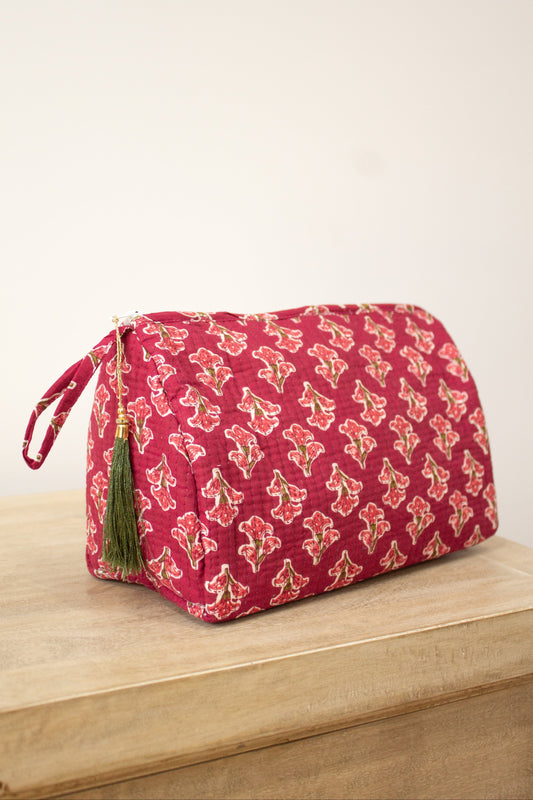 Neceser rojo flores