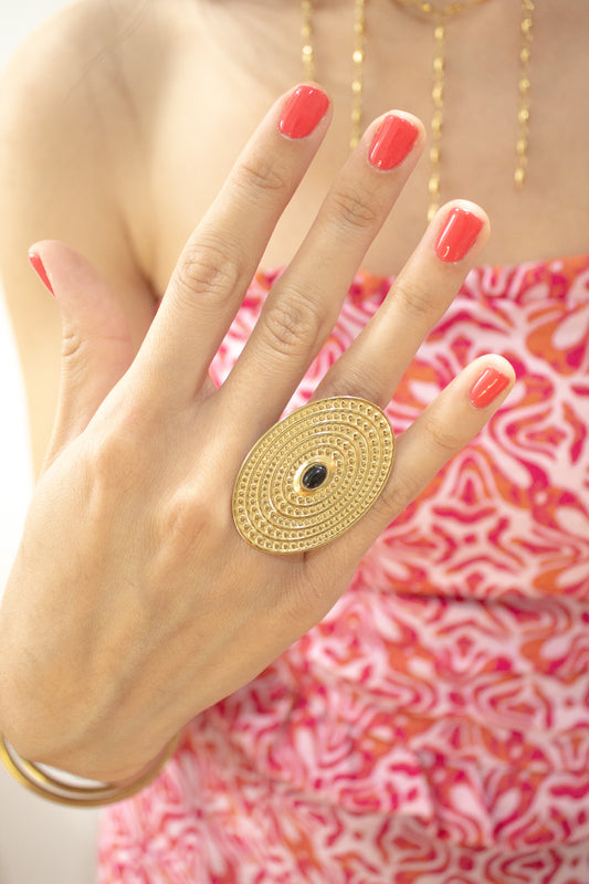 Anillo medallón negro