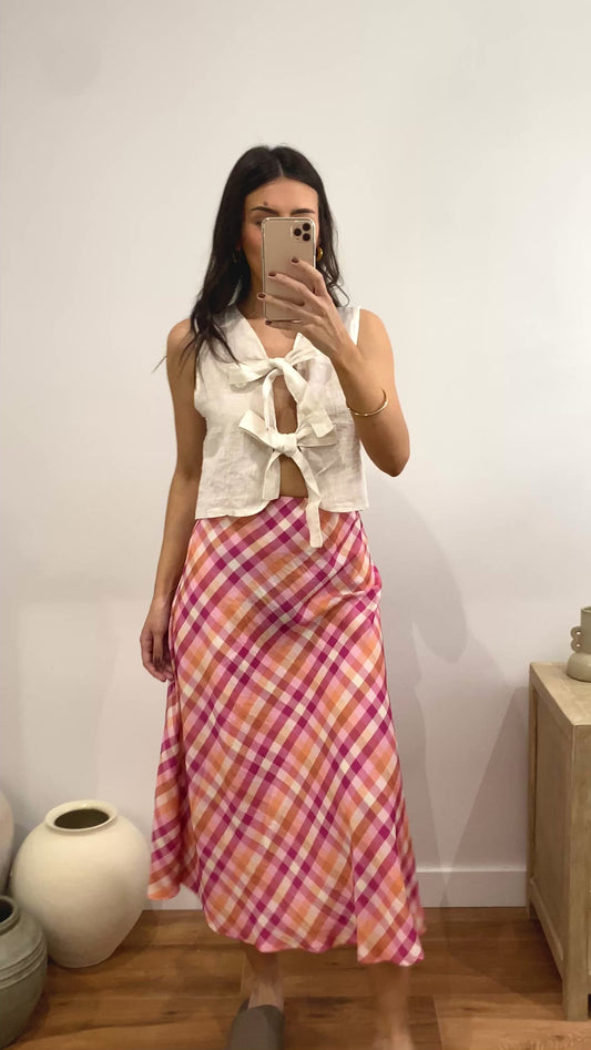 Falda cuadros rosa