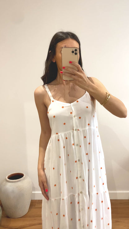 Vestido largo bordado flores