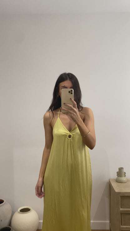 Vestido aro delantero atado al cuello rosa