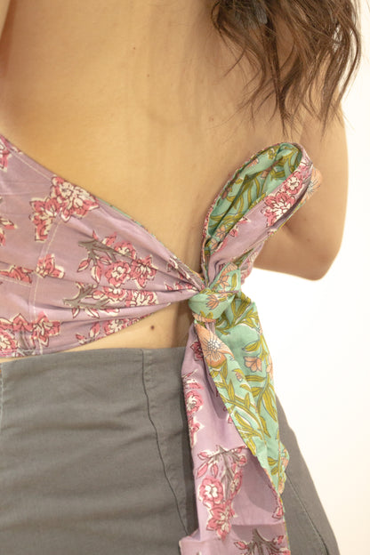 Top indio reversible lila - verde