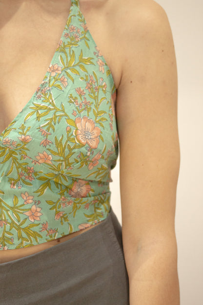 Top indio reversible lila - verde
