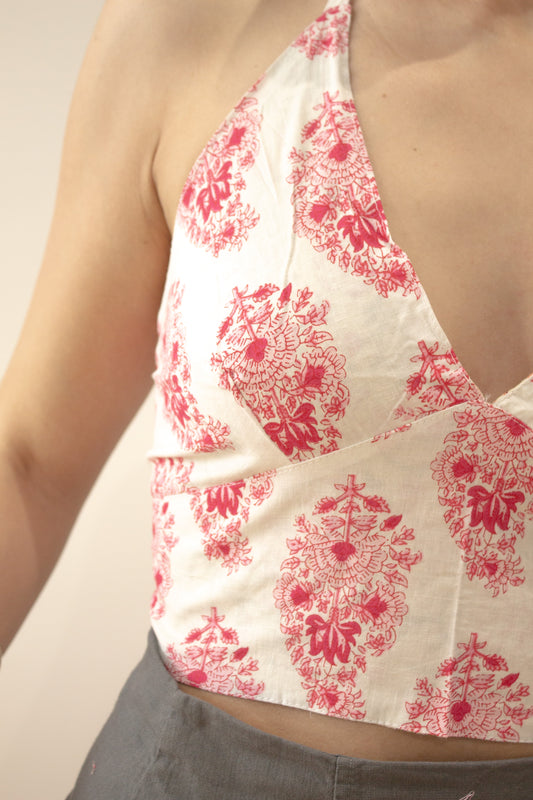 Top indio reversible blanco - crema.