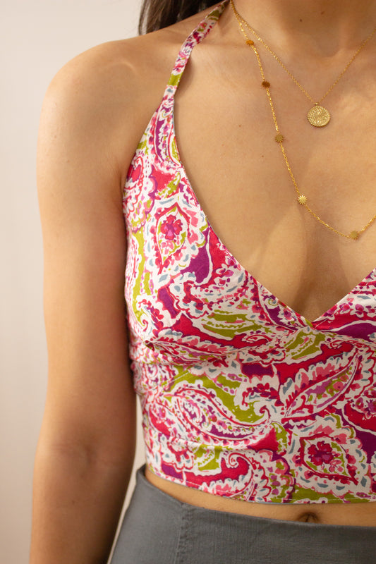 Top indio reversible rojo-azul