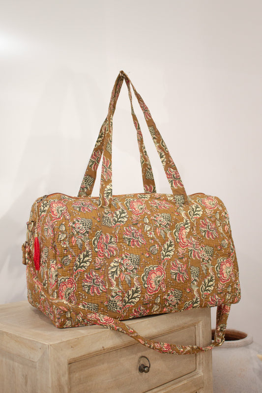 Bolsa de viaje flores camel